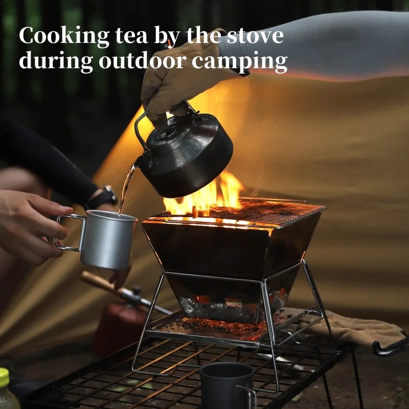 Beach Camp Camping Fire Table Charcoal Barbecue Grill Outdoor Picnic Bonfire Outdoor Portable Folding Barbecue Stove Fire Pit Camping Stove