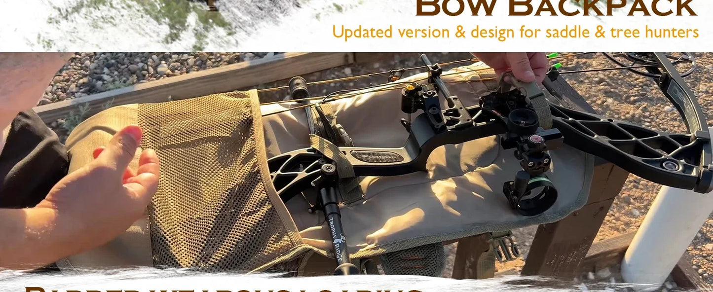 Beach Camp Bow Hunting Backpack for Men, Camo Compound Bag & Tree Saddle Back Pack with Bow Holder, for Elk Turkey Bear Deer