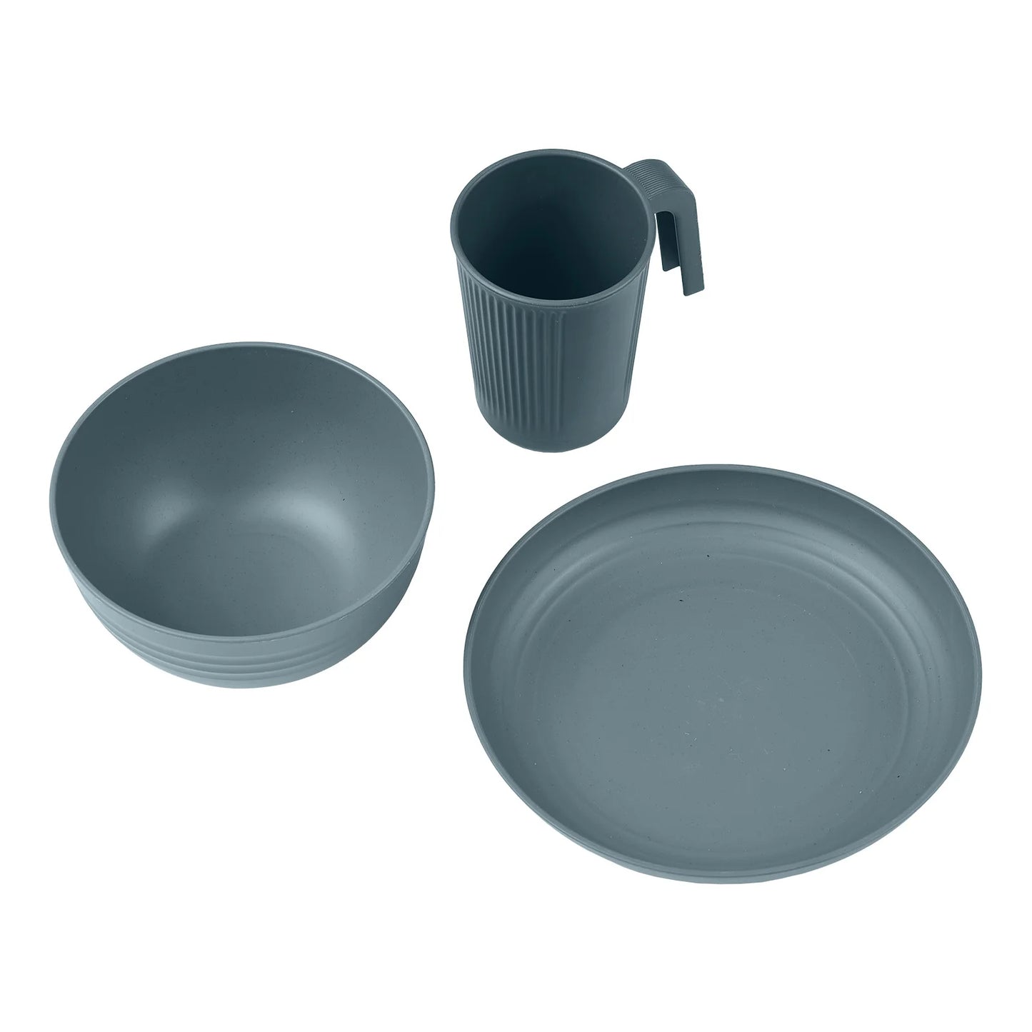 Camping Utensils Set for 1 Portable Wheat Straw Mess Kit with Bowl Plate Cup Fork Knife Spoon Outdoor Tableware & Picnicware