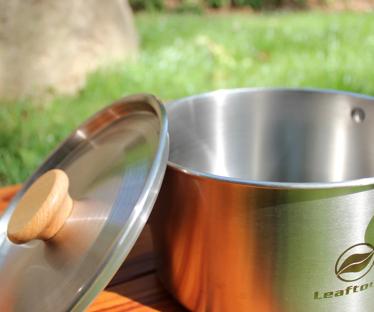 Leaftour Stainless Steel Camping Cookware Set Kettle Pot Pan - Outdoor Cooking Essentials for 2-3 People