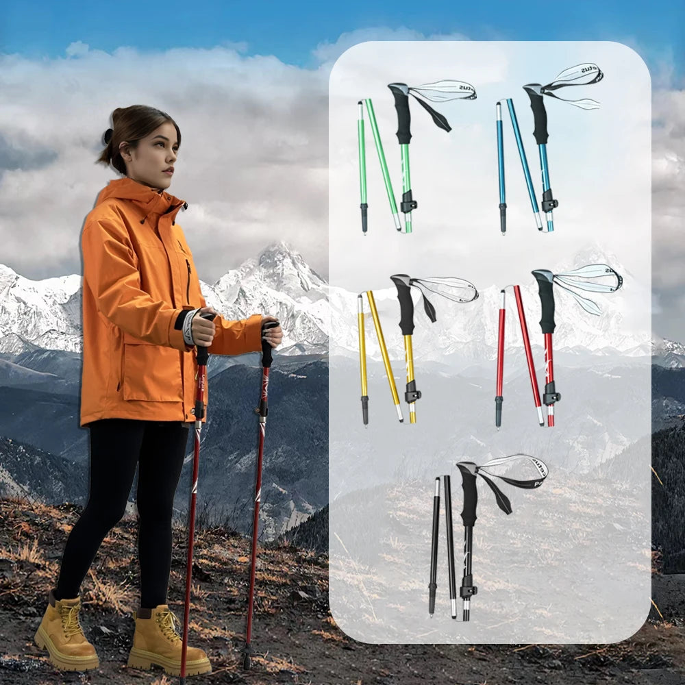 Hiking poles trekking poles hiking sticks collapsible hiking 1pc ultralight folding hiking sticks for adults, hiking gear