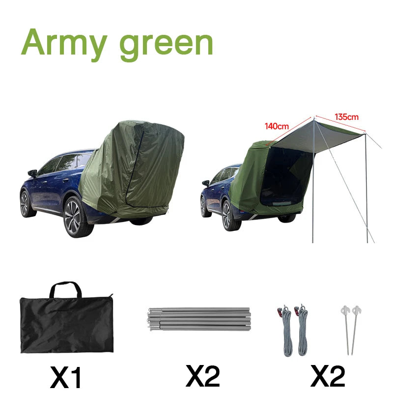 Beach Camp SUV Car Roof Tent, Waterproof Tailgate Awning for Camping, 3-4 Person Universal Sun Shelter with UV Protection