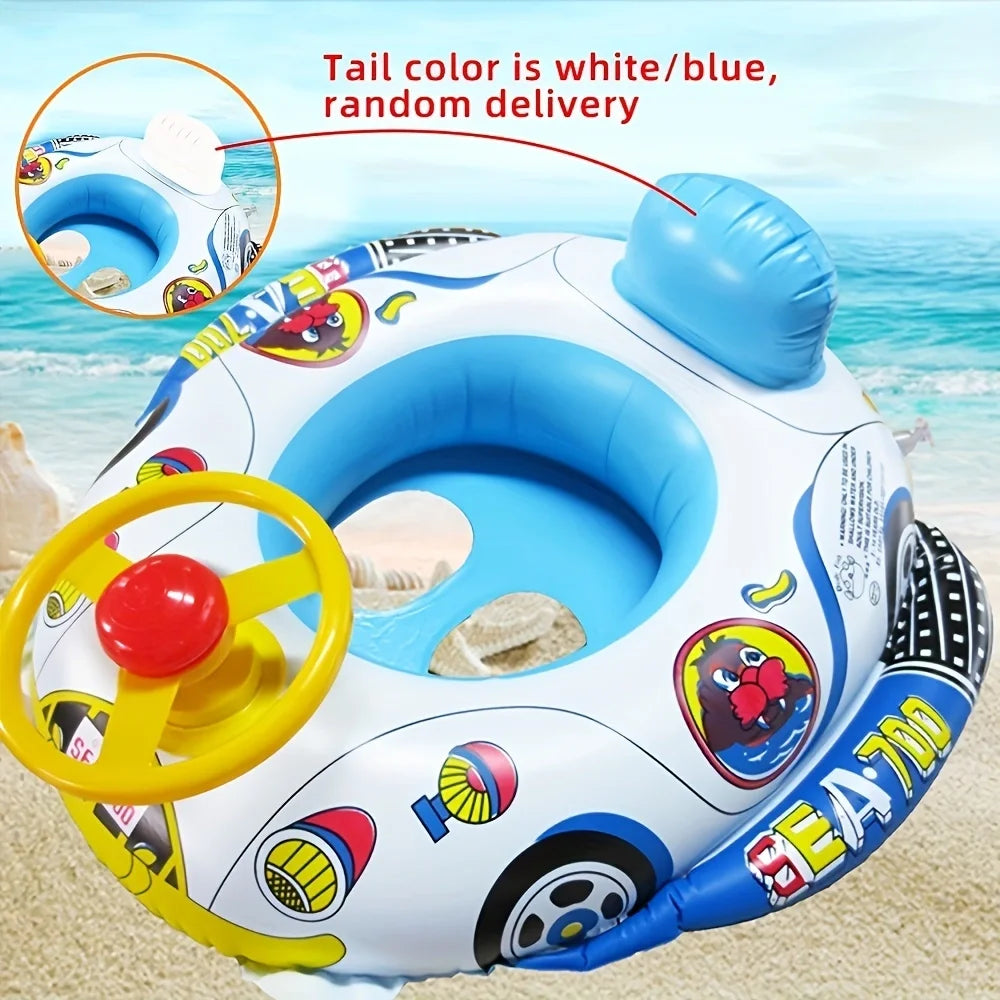 Beach Camp Baby Inflatable Pool Float Swimming Float Boat with Steering Wheel Horn for Kids Toddlers Age 1-4 Boys Girls