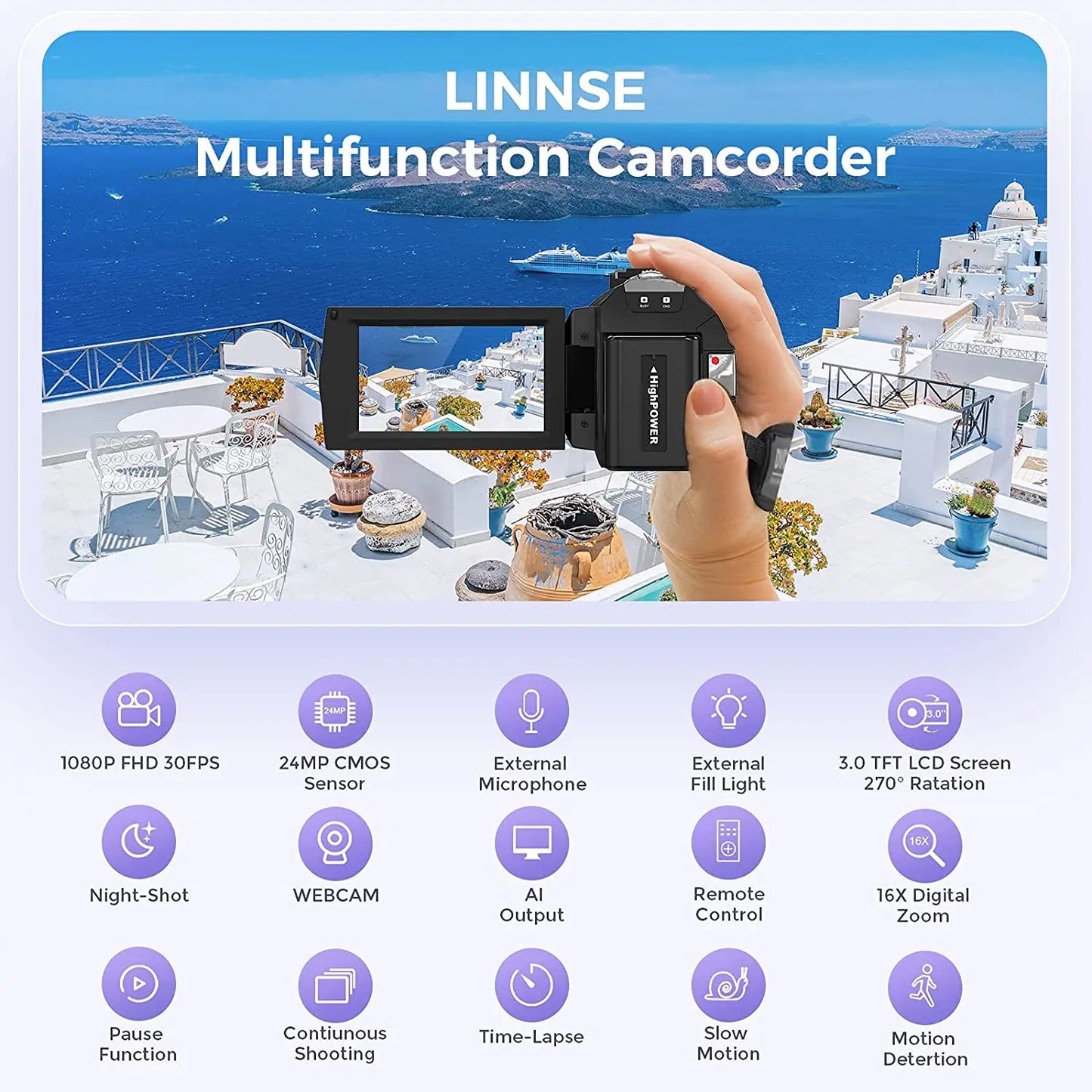 Beach Camp Digital Camera Photographic Cameras With 3.0 Inch Rotating Screen Professional Photo Camera Hd Video Kids Cameras For Home
