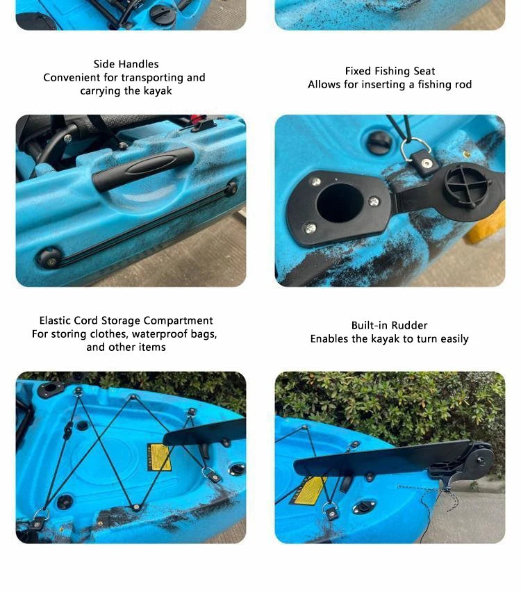 Beach Camp Portable LLDPE Kayak with Split Hard Shell, Electric/Pedal-Driven Canoe for Solo/Tandem Lake/Sea Adventures, Modular Assembly