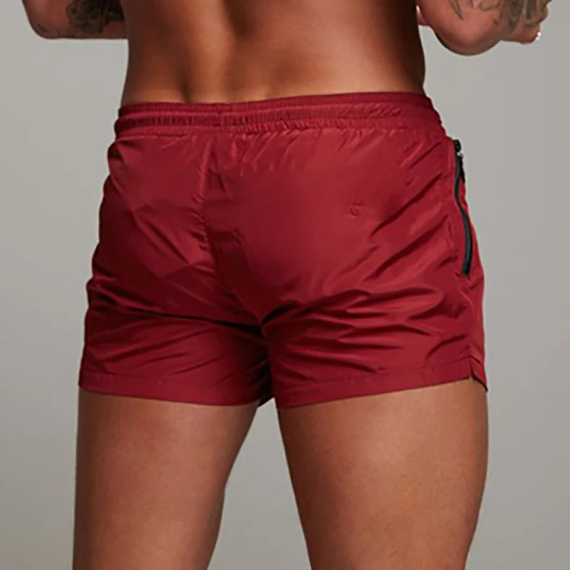 Beach Camp Men's Swimsuit Swim Shorts Summer Casual Beach Board Shorts for Men Quick Dry Running Surf Fitness Gym Shorts Zipper Pocket