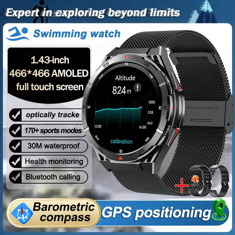 Beach Camp Swim Smartwatch Outdoor GPS Watch Sports Fitness Tracker Health Military Waterproof Watch BT5.3 Call Smart Watch for Android iOS