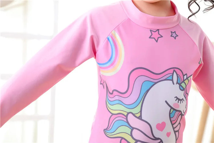 Beach Camp Children's Swimsuit Bathing Suits for Boys and Girls One-piece Swimsuit Cartoon Long Sleeved Beachwear Jumpsuit Surfing Suit