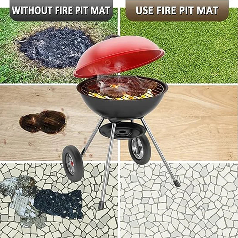 1pc Barbecue Fire Protection Pit Mat Camping Picnic Barbecue Mat High Temperature Ironing Fire Retardant Carpet Outdoor Indoor