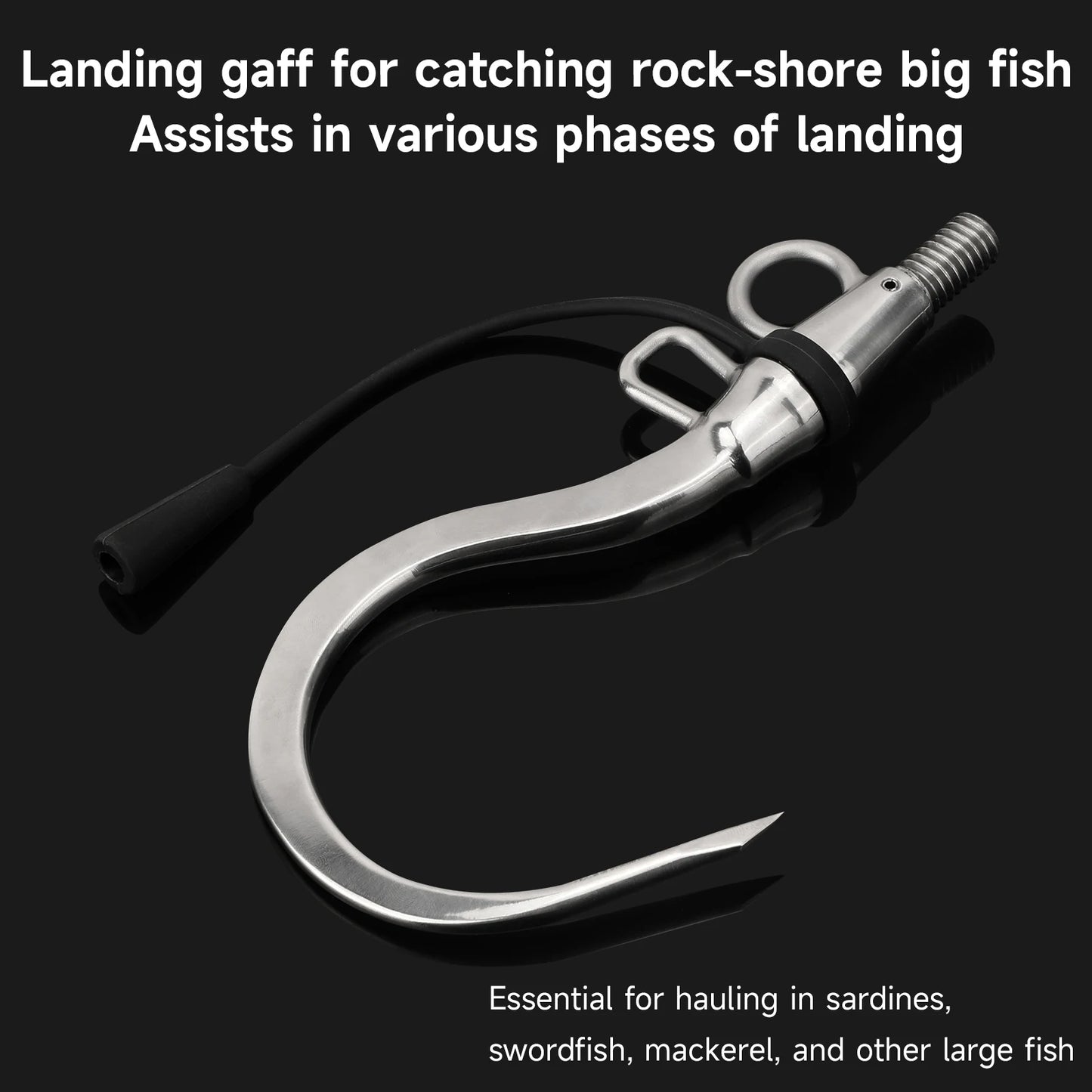 SANLIKE Double Hole Fishing Spear Hook with 1/2 UNC Stainless Steel Fish Gaff for Freshwater Saltwater Fishing Tool Accessories