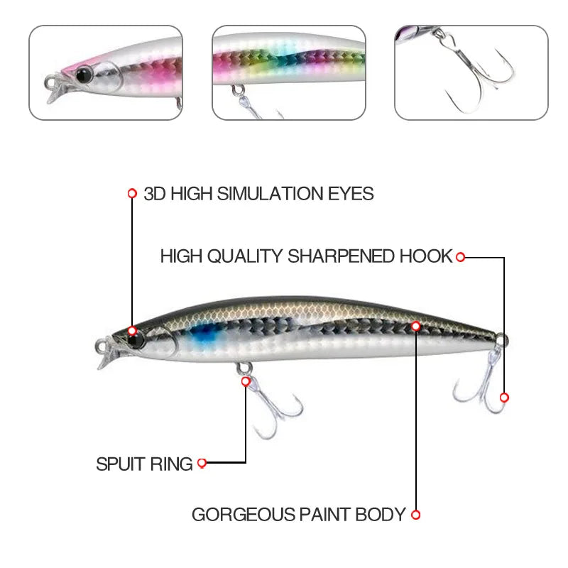 Minnow Fishing Lure Floating Artificial Lures Minnow Profession Hard Bait Saltwater Pesca Fishing Tackle