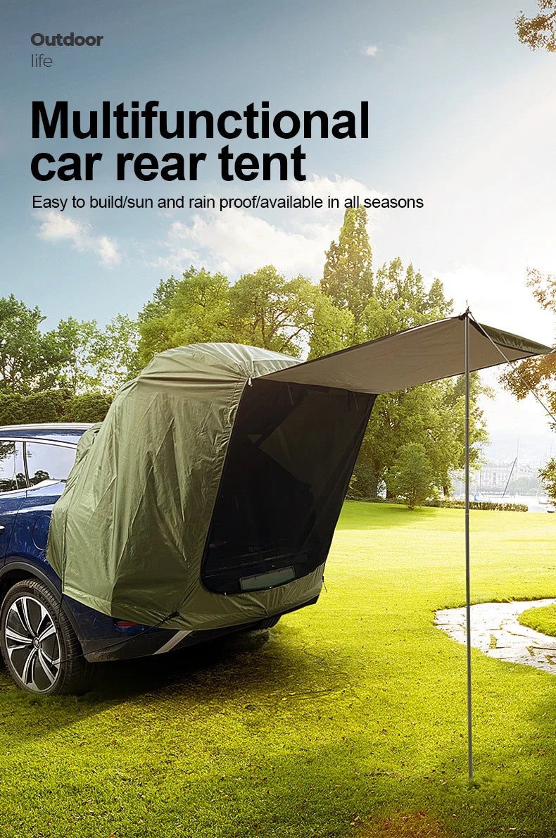 Beach Camp SUV Car Roof Tent, Waterproof Tailgate Awning for Camping, 3-4 Person Universal Sun Shelter with UV Protection