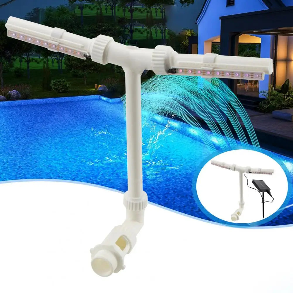Beach Camp Pool Fountain with Lights for Inground and Above Ground Pools Dual Spray Adjustable Sprinkler Pool Waterfall with Remote Control