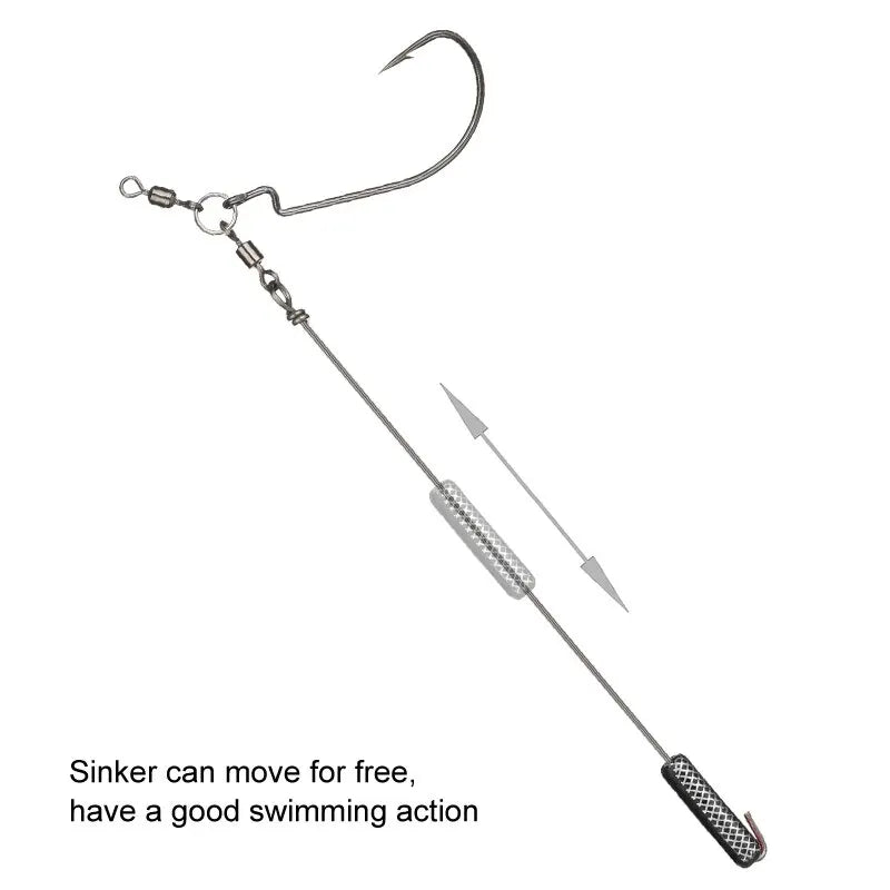 Fishing Hooks 5Pcs Punch Shot Rig Kit Metal Jig Crank Hook Attached Roller Swivels Sinker Bass Accessories Sea Goods for Fishing