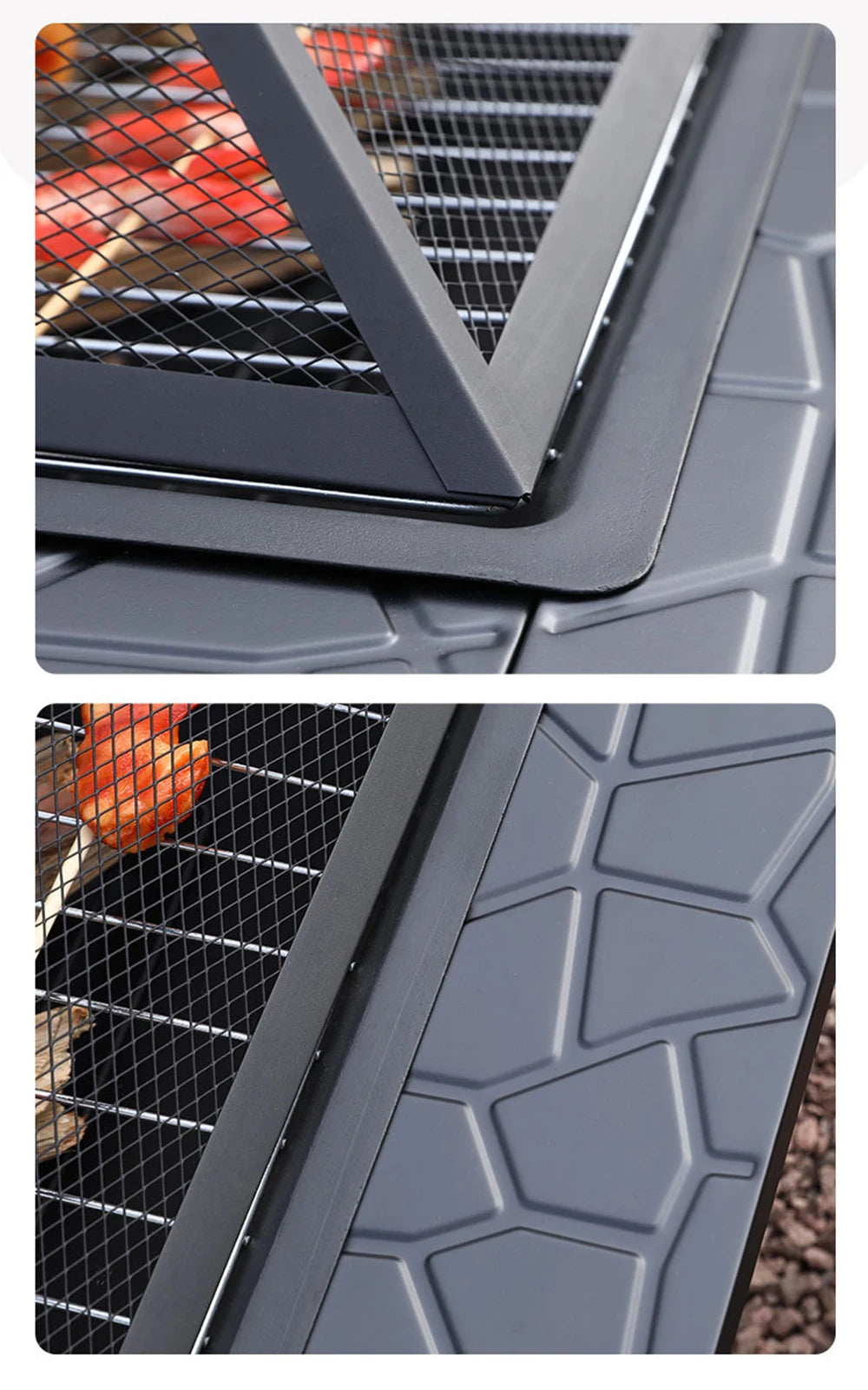 Beach Camp Outdoor Barbecue Grill, Charcoal BBQ Tool, Fire Pit, Square, Courtyard, Camping Table, Family Gathering, 3 in 1