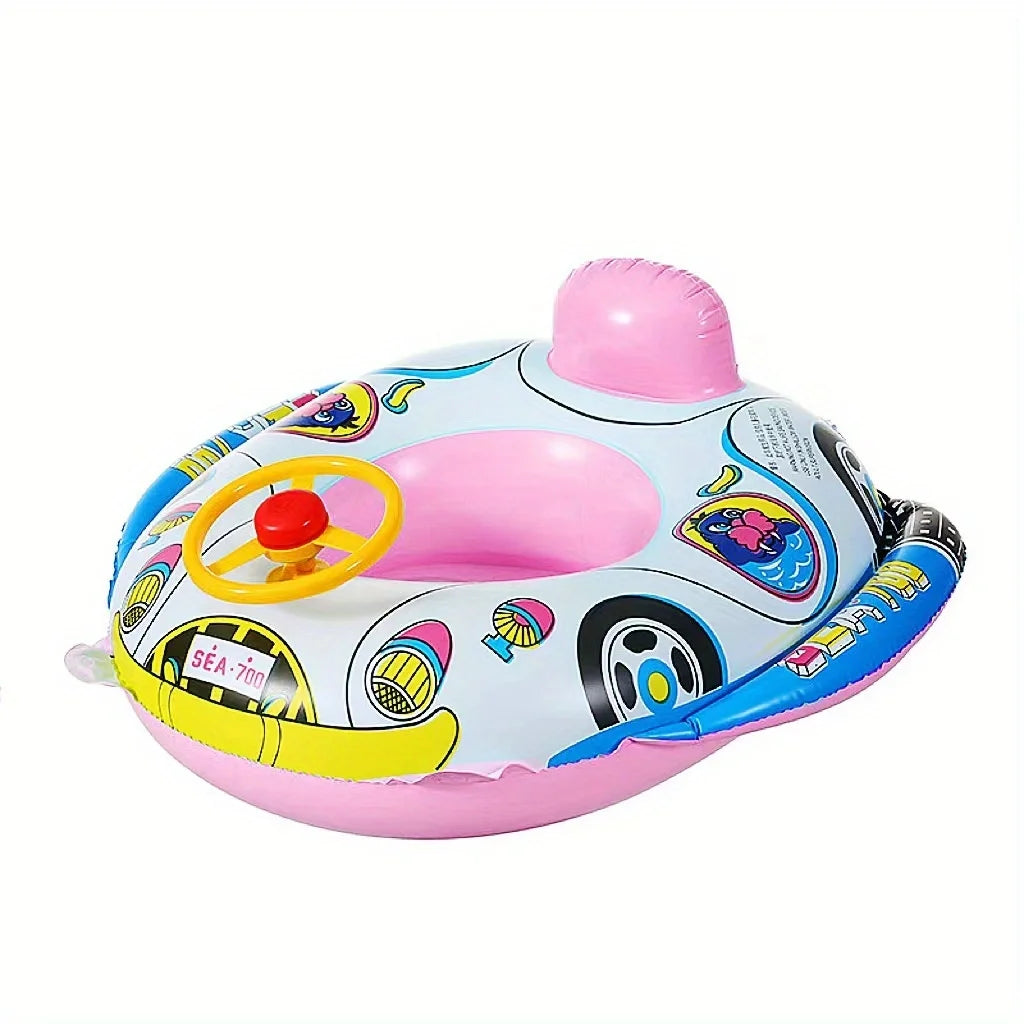 Beach Camp Baby Inflatable Pool Float Swimming Float Boat with Steering Wheel Horn for Kids Toddlers Age 1-4 Boys Girls