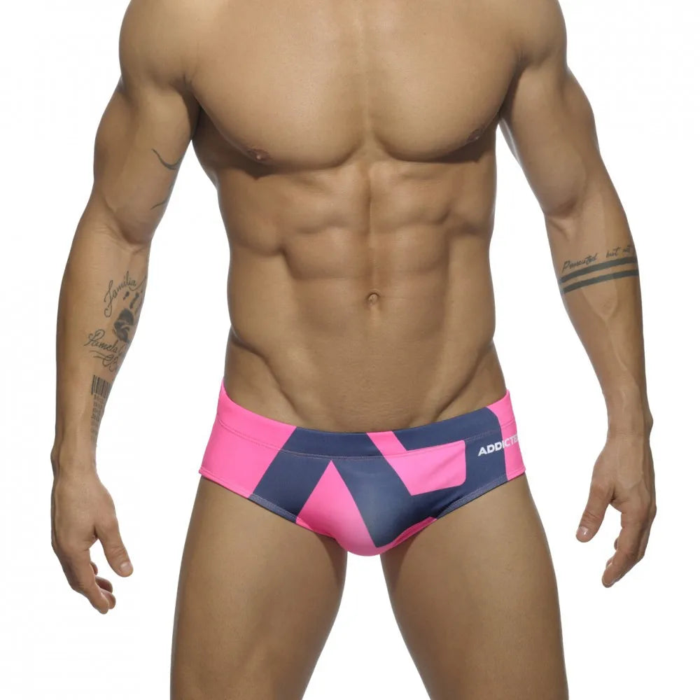 Men's Swimsuit Bikini Briefs Sexy Letter Print Swimwear Beach Shorts Boxer Swim Trunks Pants Quick Dry Bathing Suit Beachwear
