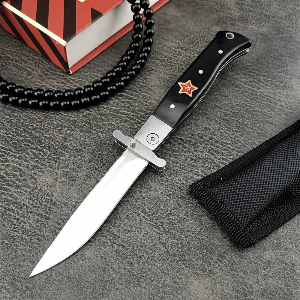 Beach Camp High Quality Folding Knife 440C Blade Wooden Handle Outdoor Hunting Camping Knives Tactical Pocket EDC Tool