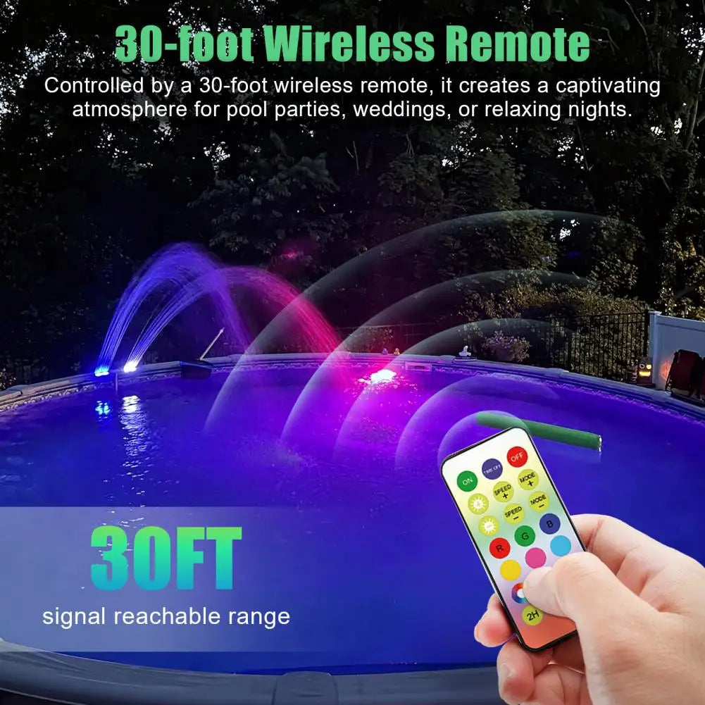 Beach Camp Pool Fountain with Lights for Inground and Above Ground Pools Dual Spray Adjustable Sprinkler Pool Waterfall Sprinkler Cooler
