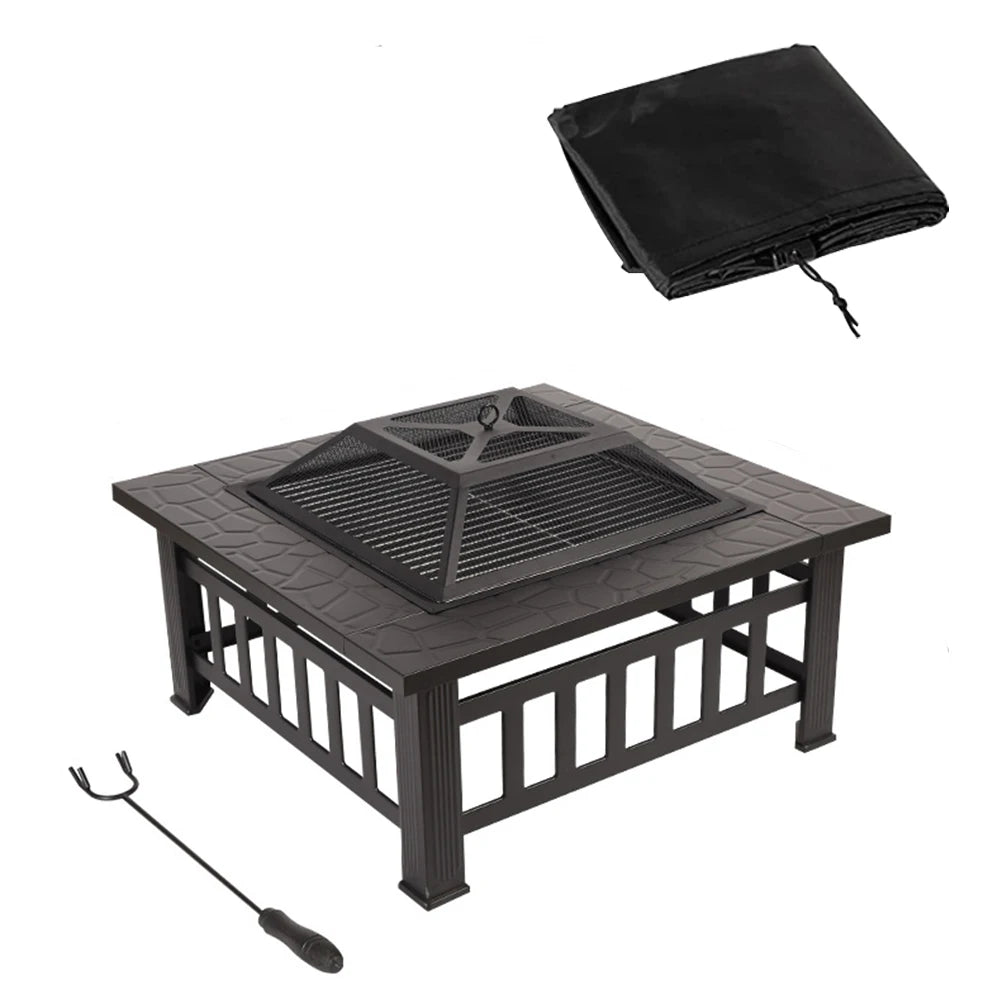 Beach Camp Outdoor Barbecue Grill, Charcoal BBQ Tool, Fire Pit, Square, Courtyard, Camping Table, Family Gathering, 3 in 1