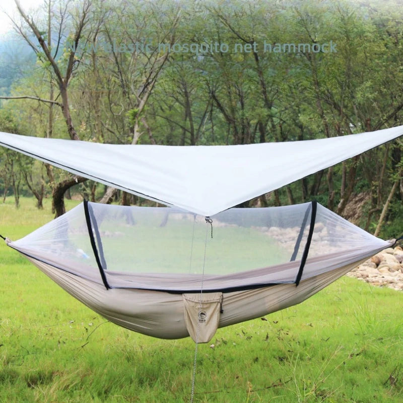 Beach Camp Camping hammock with net, lightweight and portable hammock, large capacity, anti rollover, suitable for backyard and hiking