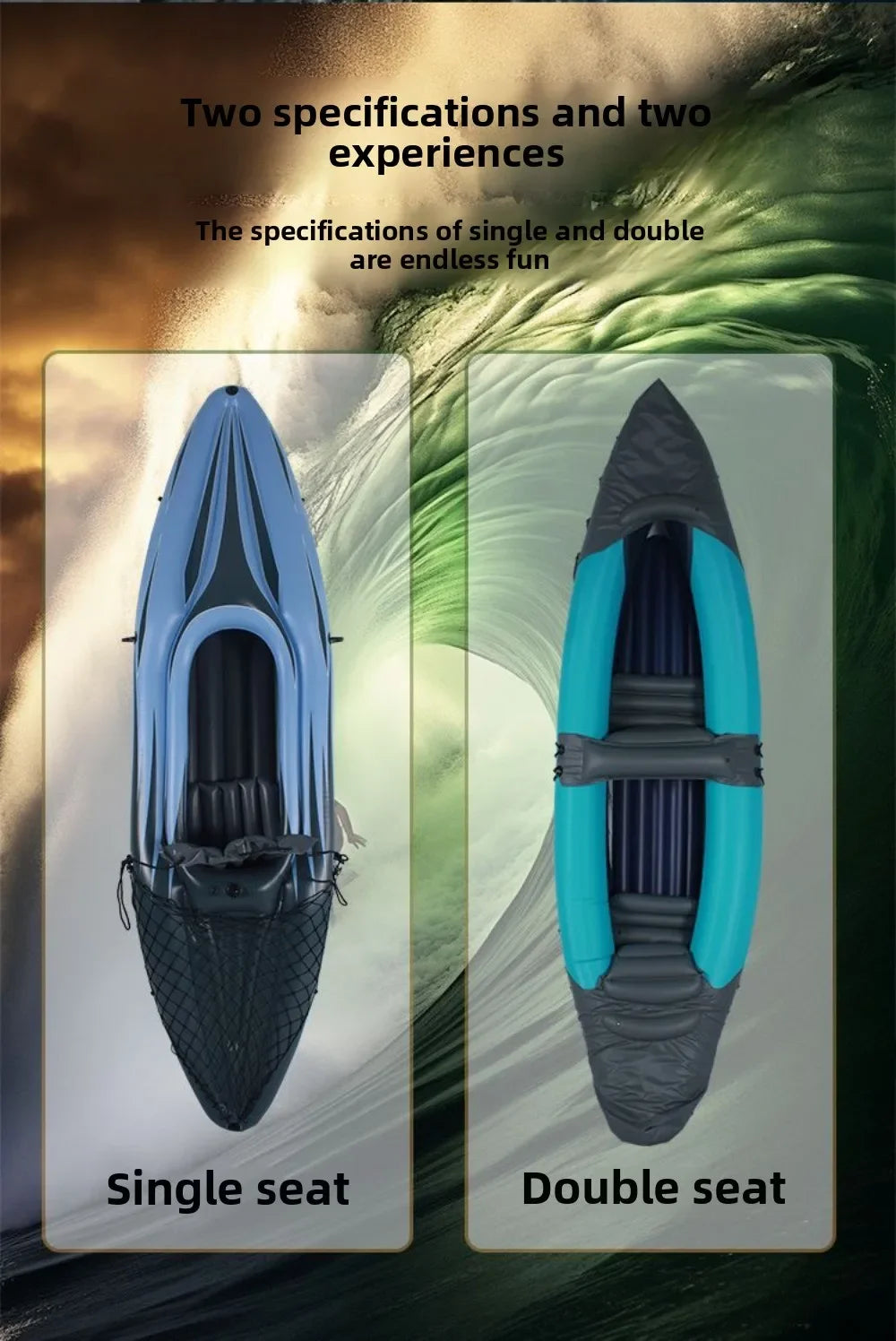 Beach Camp Single Kayak Inflatable B oat Wear-resistant Assault Boat Double Fishing Bo at Thickened Rubber Boat Folding Canoe Rafting