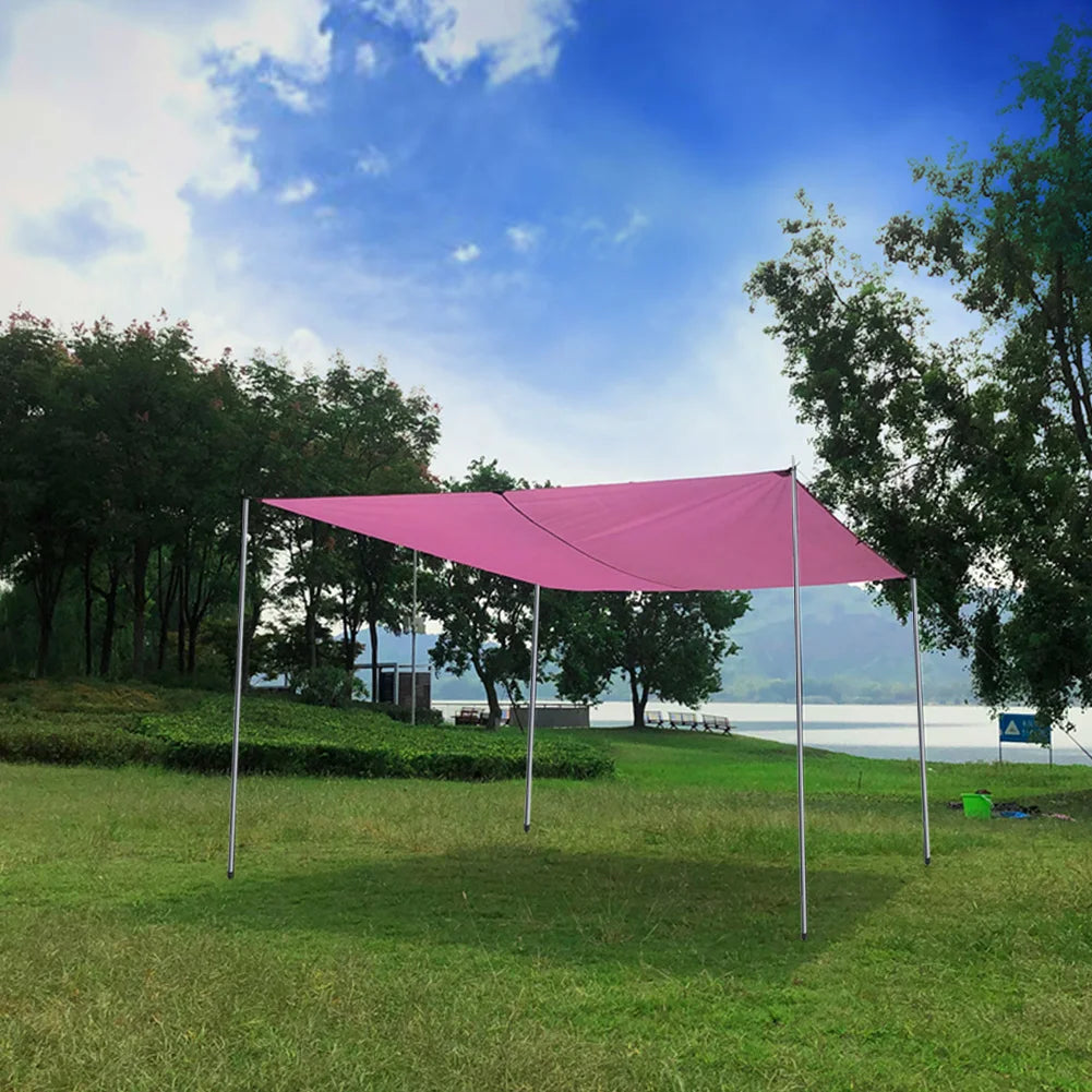 Set of 2 Tent Poles Adjustable Tarp Poles Steel Rods for Sun Shelter Tarp Canopy Camping Replacement With Pegs & Ropes