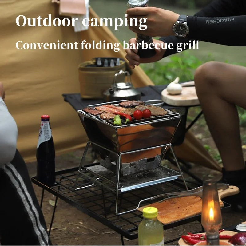 Beach Camp Camping Fire Table Charcoal Barbecue Grill Outdoor Picnic Bonfire Outdoor Portable Folding Barbecue Stove Fire Pit Camping Stove