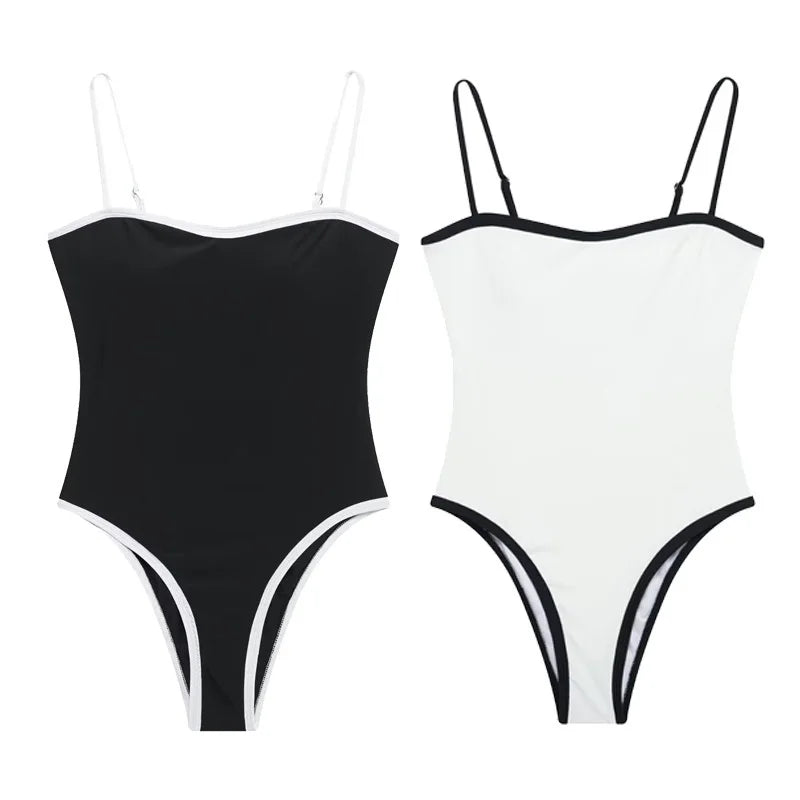 Beach Camp Swimsuit Jumpsuit Woman New Two-Tone Camisole Sleeveless for Women Casual Slim Fit Contrasting Women's Playsuit Tops