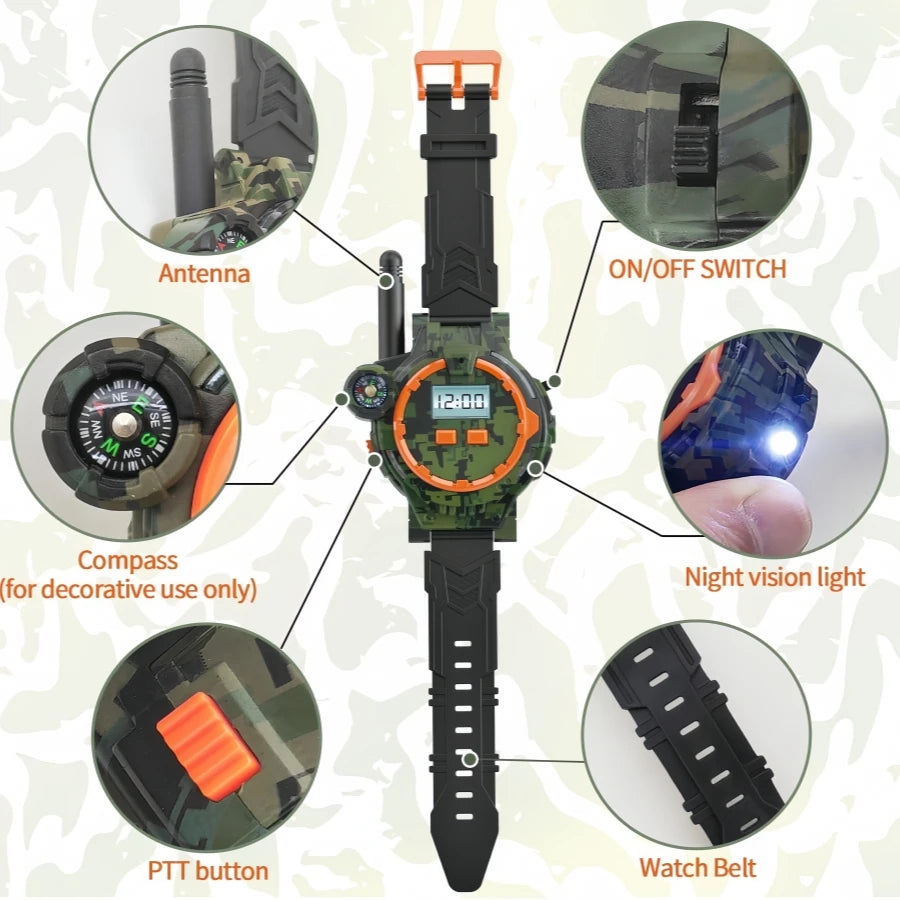 Beach Camp 2PCS Rechargeable Walkie Talkies for Kids, Two-Way Radio Walkie Talkie with Flashlight and Compass,200 Meter Transmission Range, Out