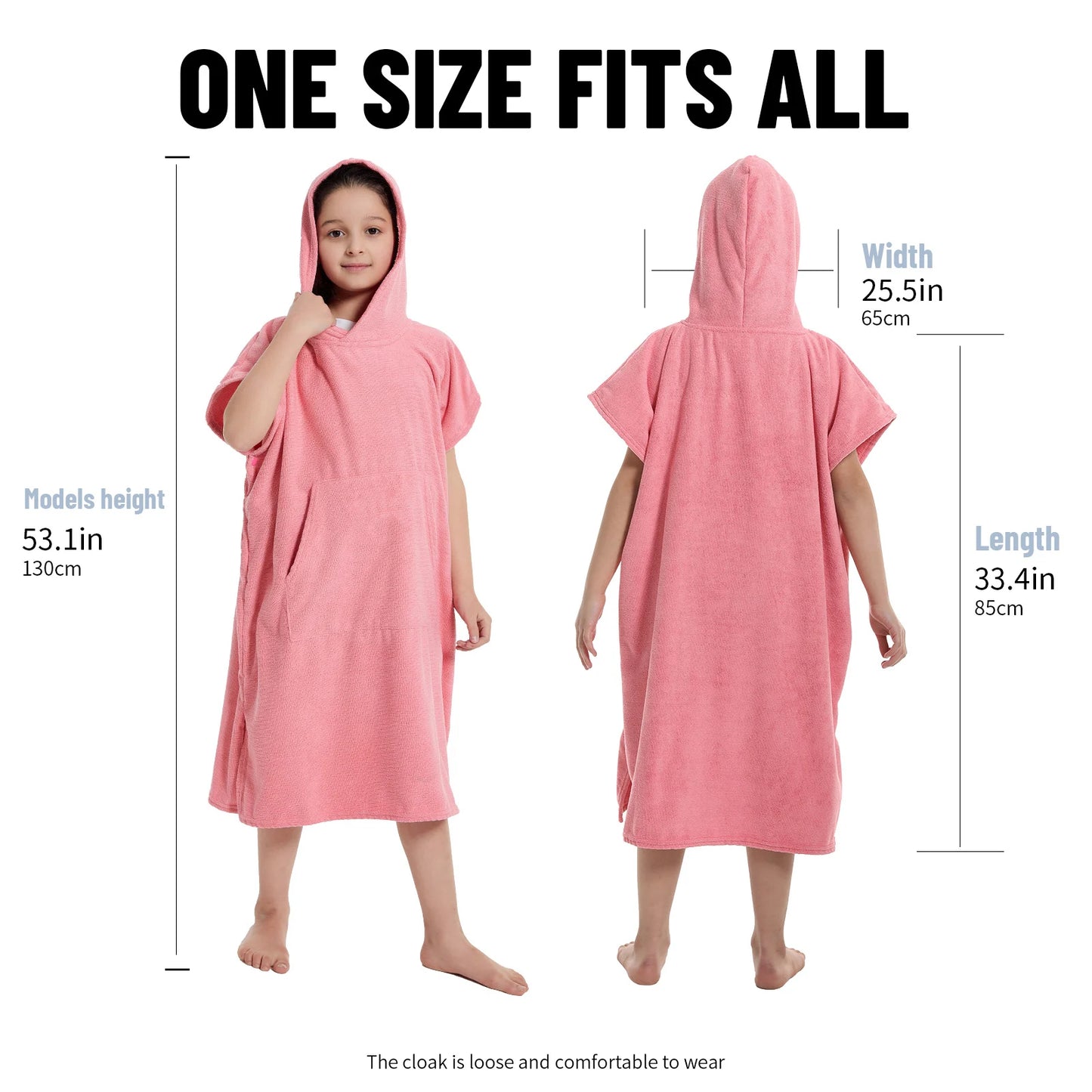 Beach Camp Kids Bath Hooded Changing Towel Robe, Swimming Robe Surf Beach Poncho, Quick Dry Absorbent Surf Poncho, Microfiber Towels