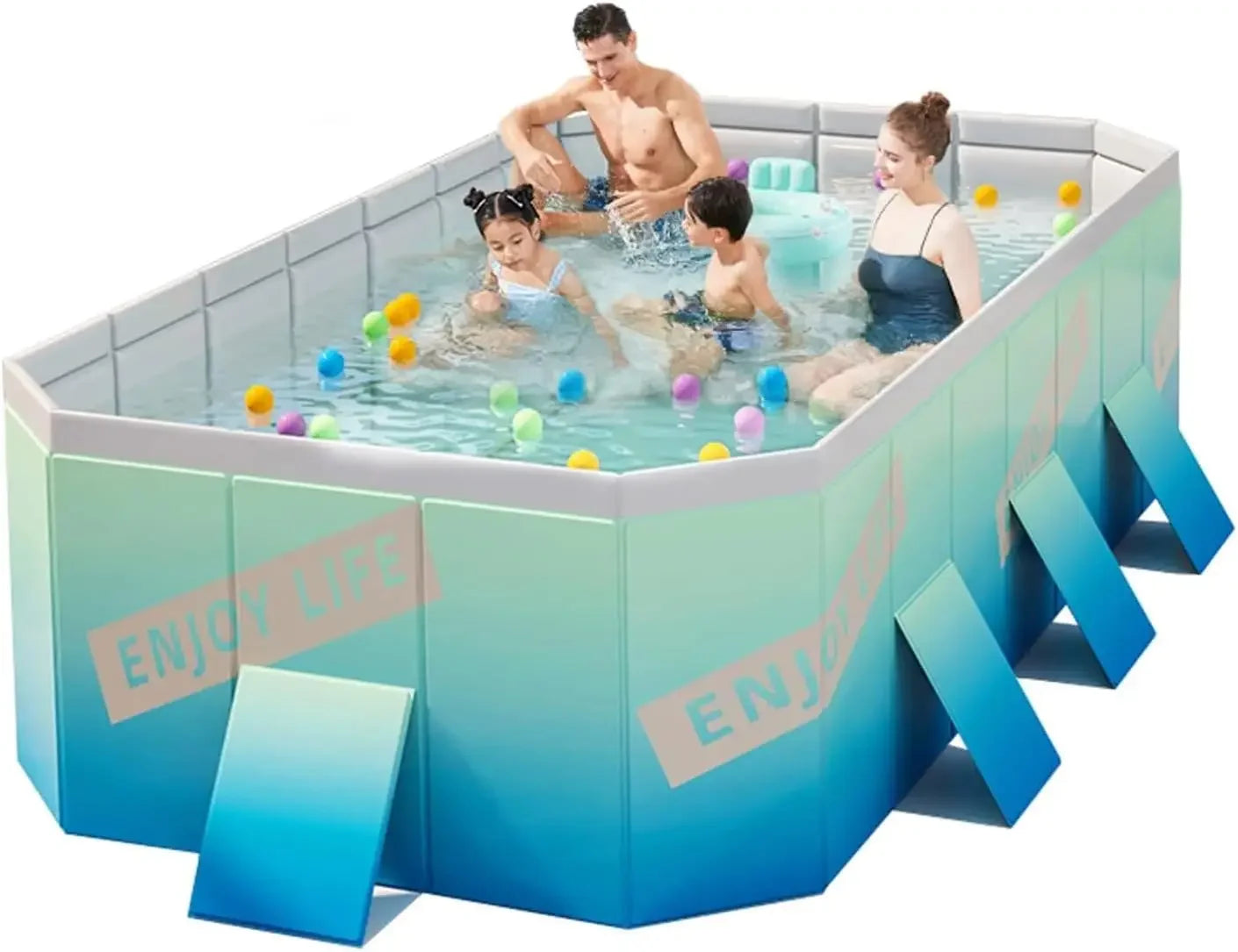 Beach Camp Foldable Pool, Non-Inflatable Kids' and Adults' Outdoor Swimming Pool, Hard Plastic Shell Portable Pool, Kid PoolFoldable Pool,