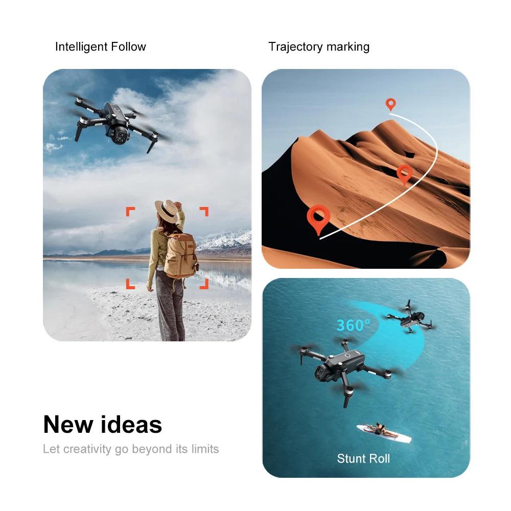 Beach Camp Drone 4K Professional HD Dual-Camera Obstacle Avoidance 5G Wi-Fi with Screen Remote Control Quadcopter Optical Flow Drone