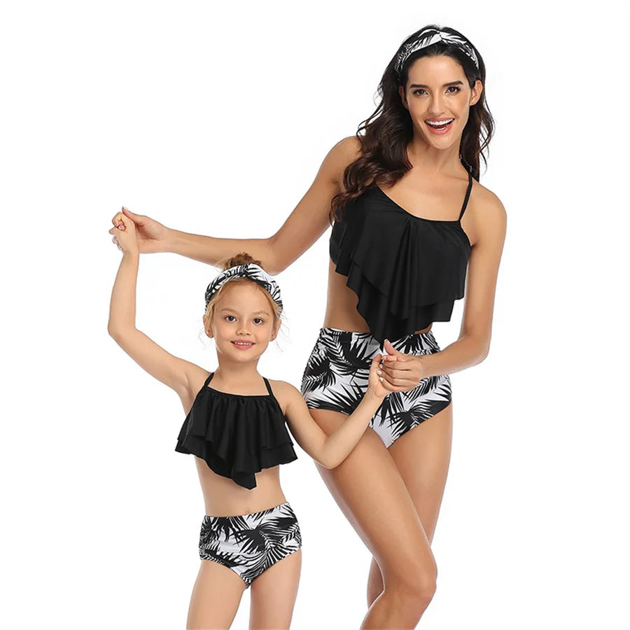 Beach Camp Ladies Swimsuits Vest With Chest Pad And Printed Shorts Children Bathing Suits Beach Vacation Adjustable Shoulder Strap Swimwear