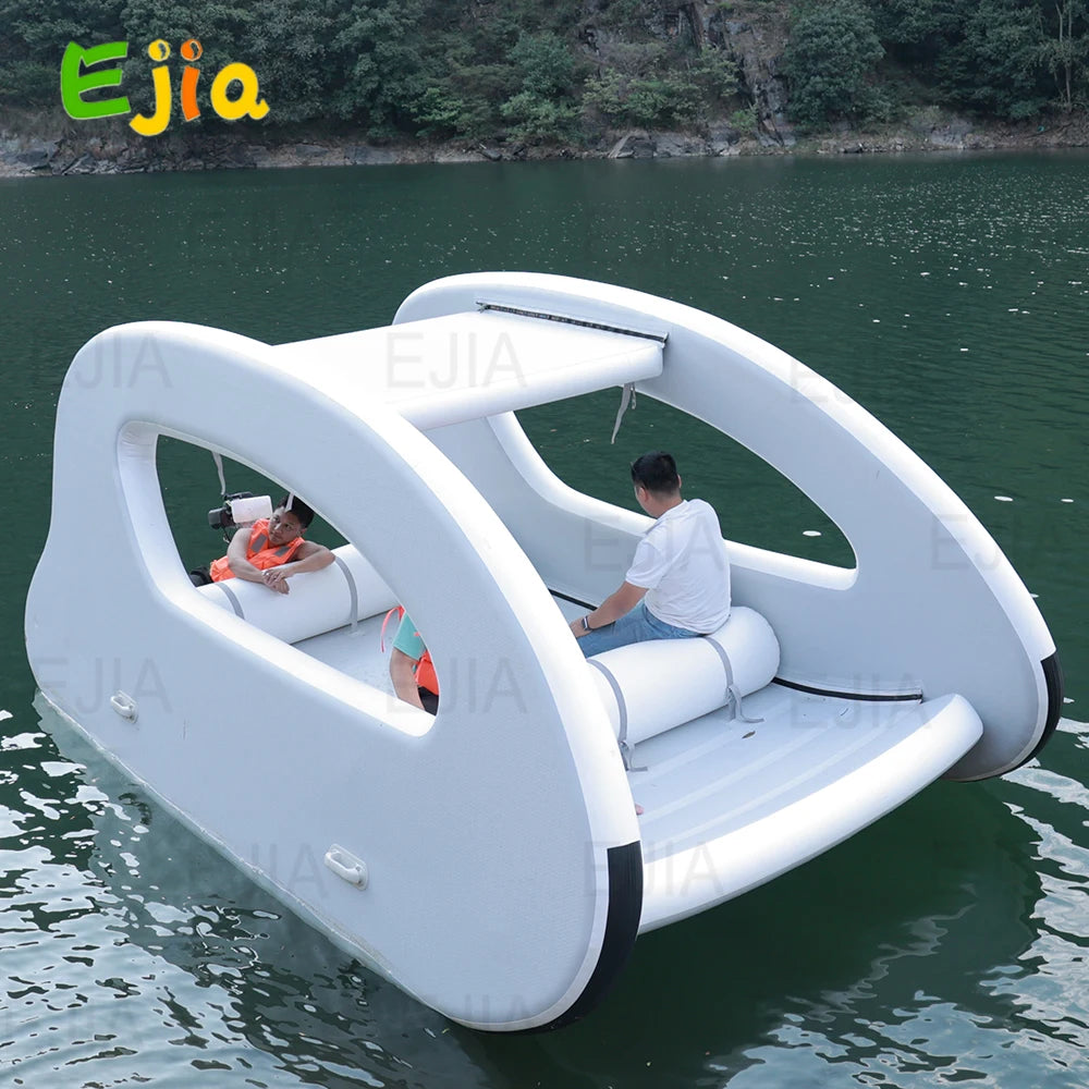 Beach Camp Portable Floating Water Platform Pontoon Houseboat All-Electric Solar Powered Boat Zero-Emission Pontoon Fishing Boat For Water