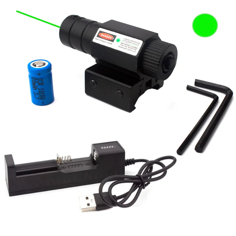 Beach Camp Rifle Pistol Laser Sight Red Green Laser Sight with 10180 Rechargeable Battery 11mm 20mm Picatinny Rail Mount
