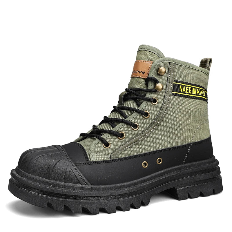 Beach Camp Men's boots four seasons high-top casual boots canvas boots soft-soled non-slip thick-soled outdoor boots fashion tooling boots