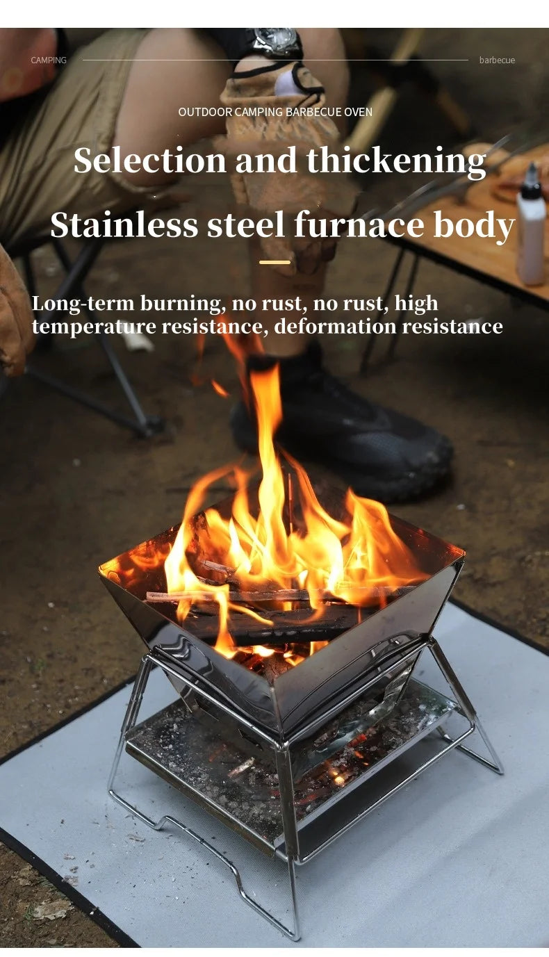 Beach Camp Camping Fire Table Charcoal Barbecue Grill Outdoor Picnic Bonfire Outdoor Portable Folding Barbecue Stove Fire Pit Camping Stove