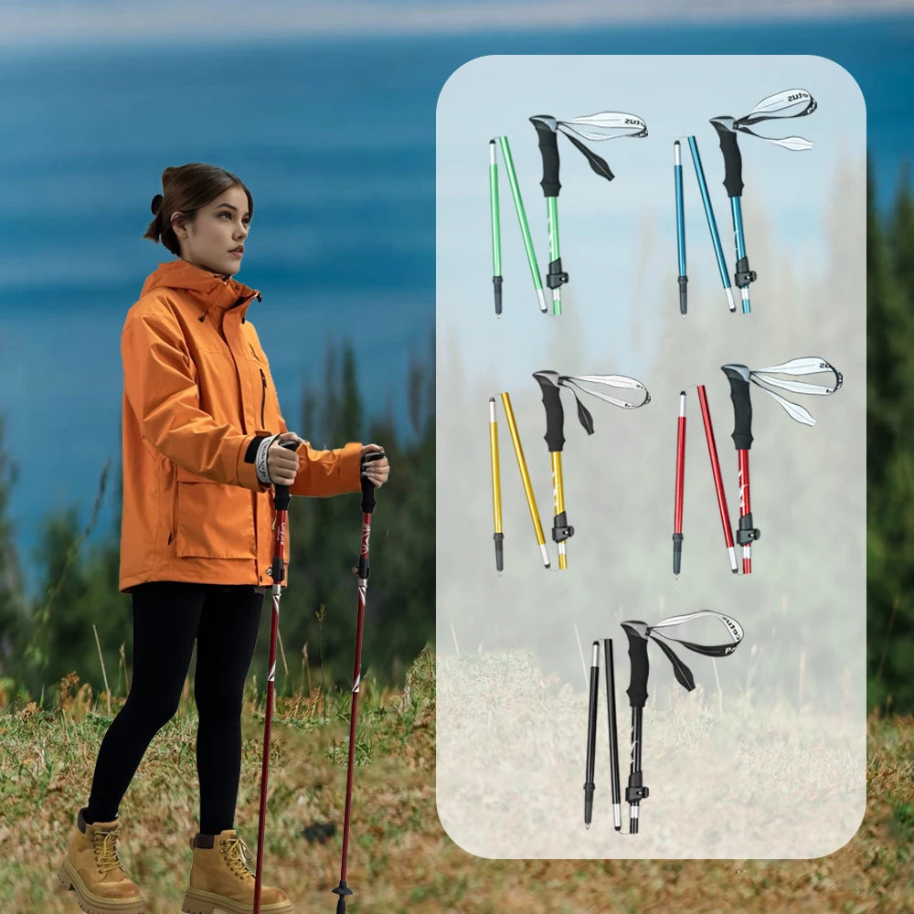 Hiking poles trekking poles hiking sticks collapsible hiking 1pc ultralight folding hiking sticks for adults, hiking gear
