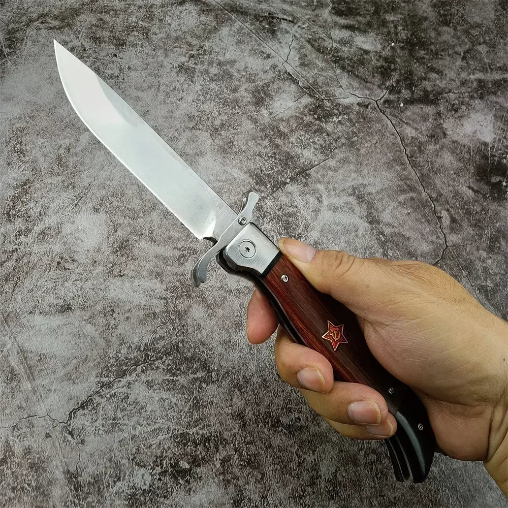 Beach Camp High Quality Folding Knife 440C Blade Wooden Handle Outdoor Hunting Camping Knives Tactical Pocket EDC Tool