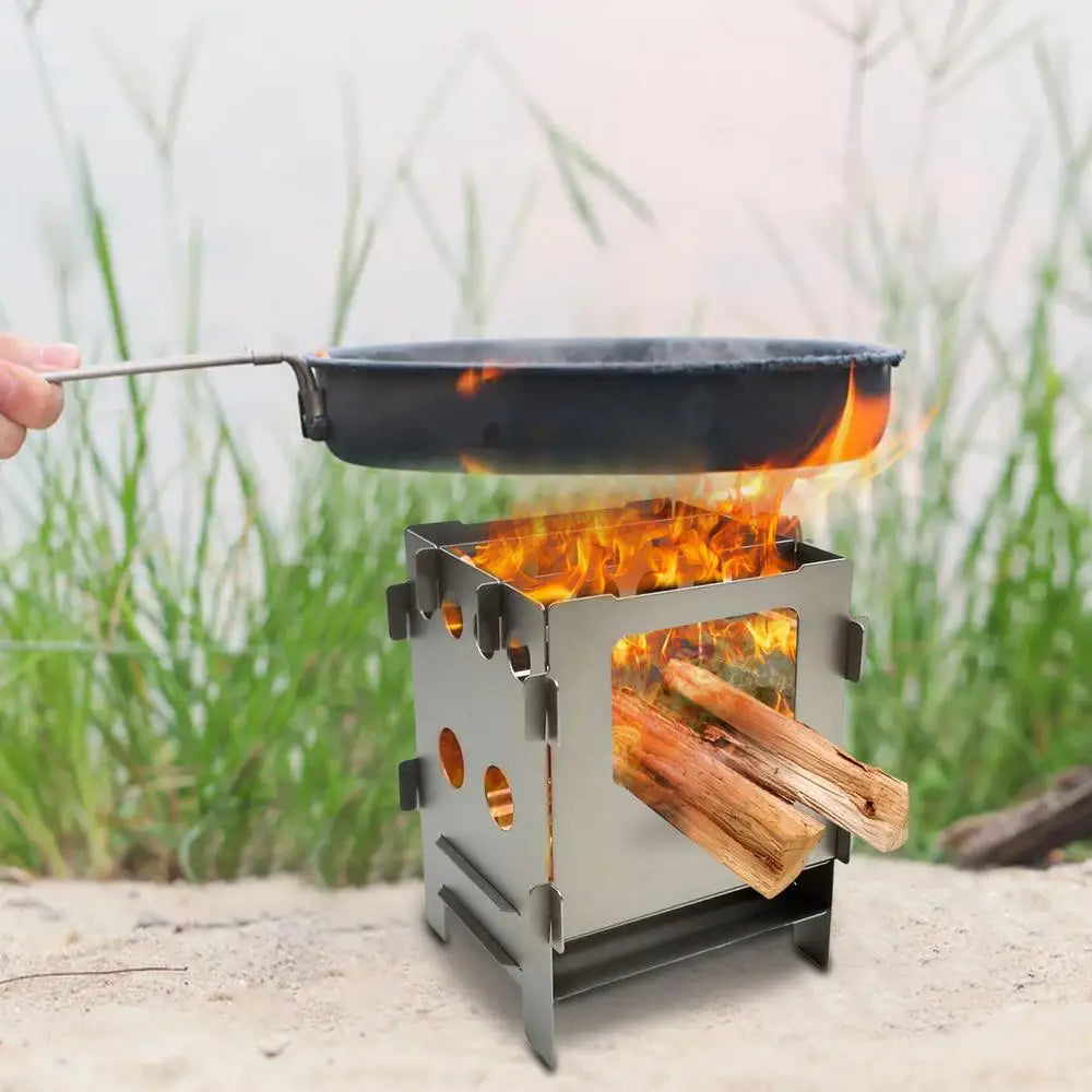 Beach Camp Camping Fire Pit Portable Campfire Grill And Stove Burner Compact Design Camping Stove Heat Resistant Outdoor Camping Grill Easy