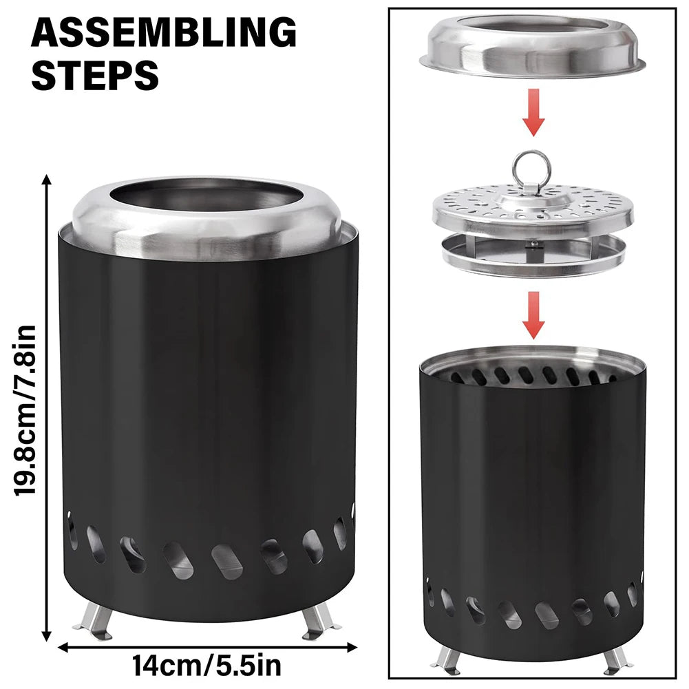 Beach Camp Smokeless Tabletop Fire Pit Stainless Steel Portable Mini Stove Mini Fire Pit Wood Burning Or Pellet Fueled Portable Bonfire