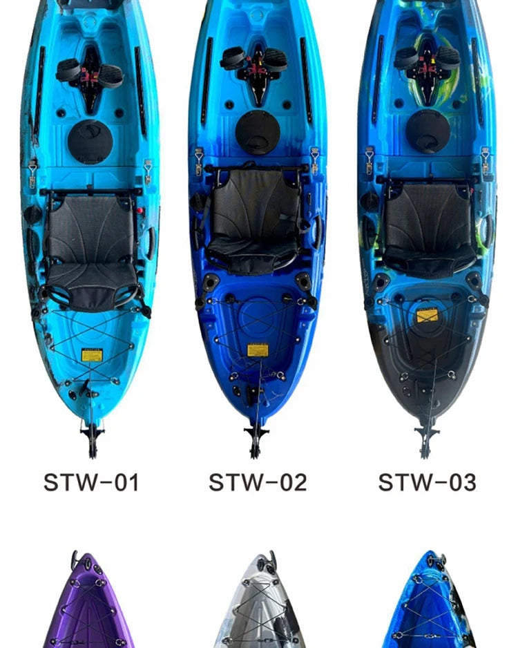 Beach Camp Portable LLDPE Kayak with Split Hard Shell, Electric/Pedal-Driven Canoe for Solo/Tandem Lake/Sea Adventures, Modular Assembly