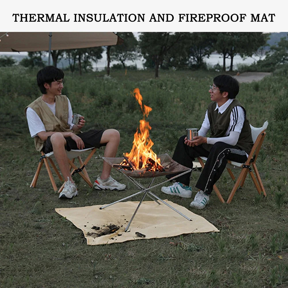 Fire Pit Mat Fireproof Camping Stove Grill Mat Blanket for Ground Patio Deck Lawn Campsite Fiberglass Ember Mat For BBQ Cooking