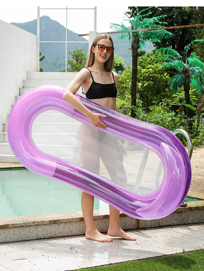 Beach Camp Inflatable Pool Lounger Float for Adults, Inflatable Swimming Floating Bed Hammock for Pool with Soft Mesh Center, Pool Float Hamm
