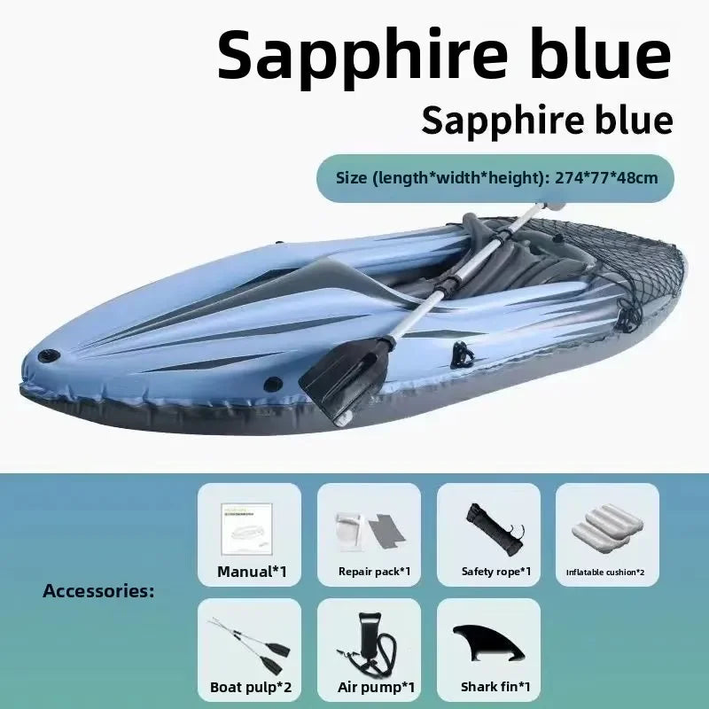 Beach Camp Single Kayak Inflatable B oat Wear-resistant Assault Boat Double Fishing Bo at Thickened Rubber Boat Folding Canoe Rafting