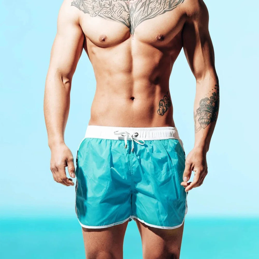Beach Camp New Men's Swimsuit Shorts Beach Swimming Trunks Casual Fashion Loose Quick-Drying Surfing Running Seaside Gym Men's Bottoms