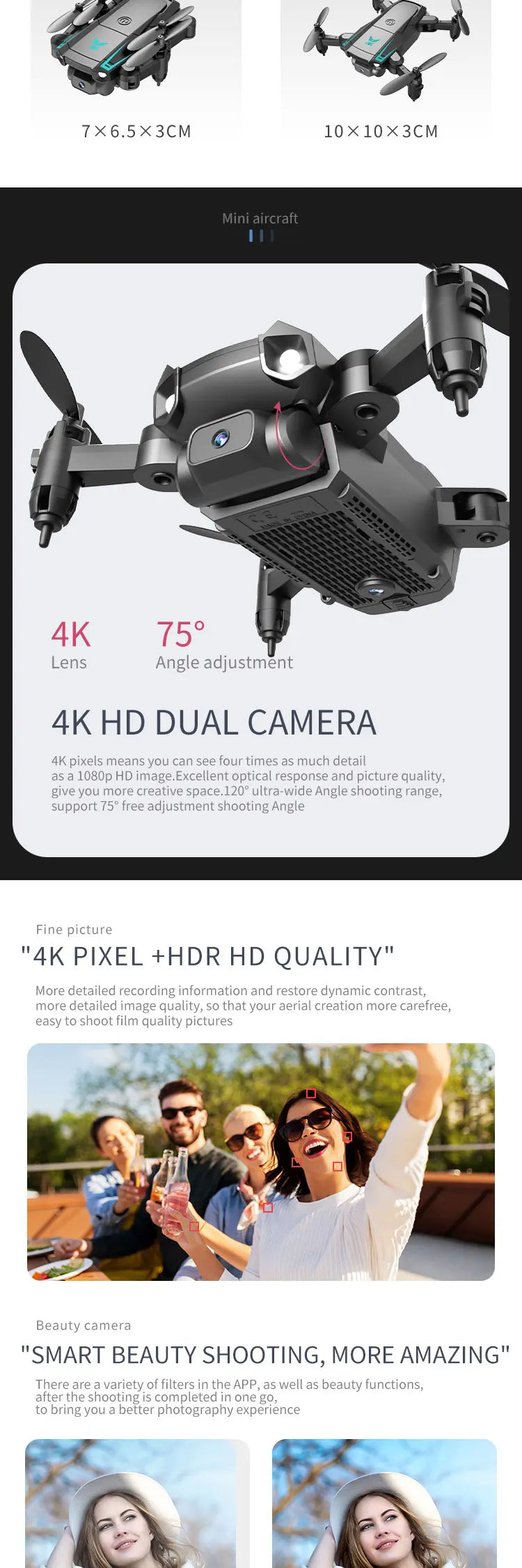 NEW Beach Camp D17 Mini Drone 4k Professional HD Wide Angle Camera WiFi FPV RC Drone Camera Height Hold Pocket Drone Helicopter Toy GIFT