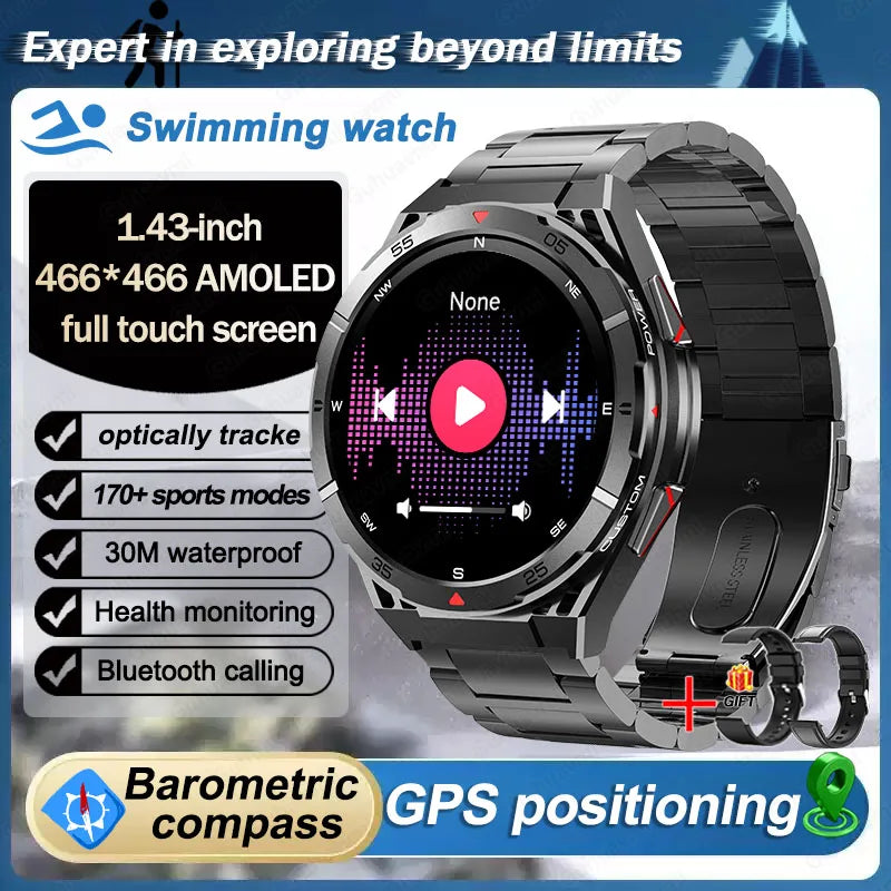 Beach Camp Swim Smartwatch Outdoor GPS Watch Sports Fitness Tracker Health Military Waterproof Watch BT5.3 Call Smart Watch for Android iOS
