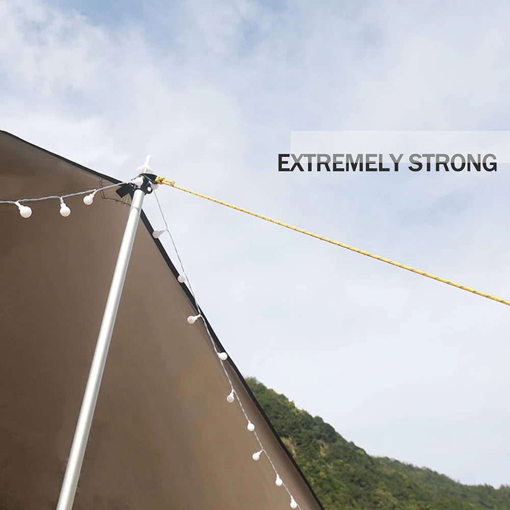 4Pcs Outdoor Guy Lines Tent Cords Reflective Camping Rope with Aluminum Guylines Adjuster Tensioner Pouch for Tent Tarp Canopy